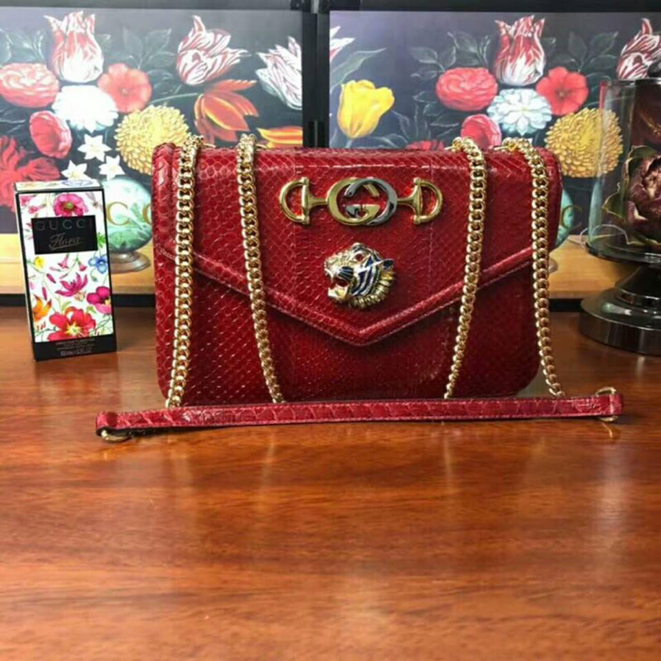 Túi Gucci da rắn bóng siêu cấp khóa vàng