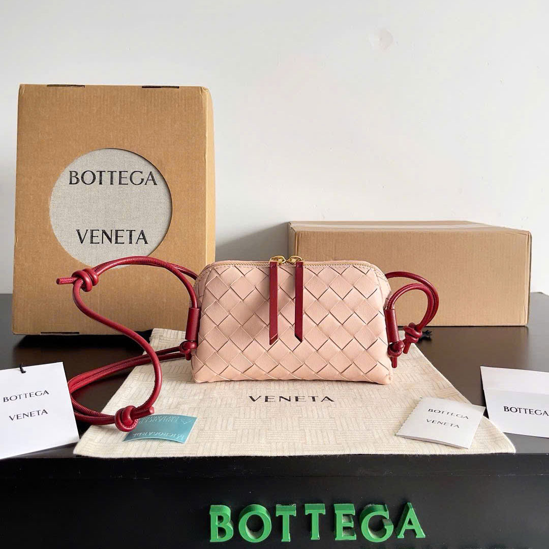 Túi xách Bottega da mềm kéo khóa dây đeo chéo siêu cấp