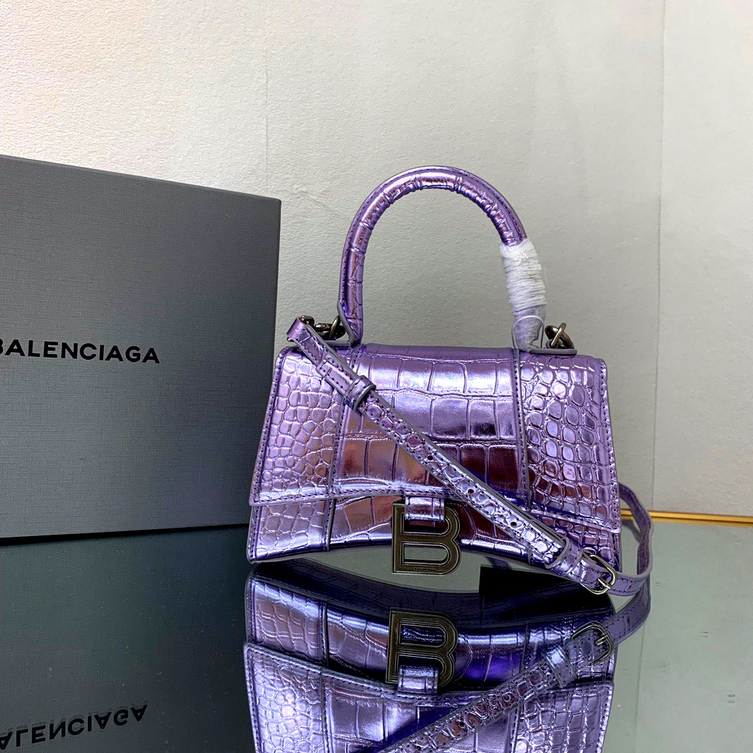 Túi xách Balenciaga da cá sấu tím hoa cà siêu cấp