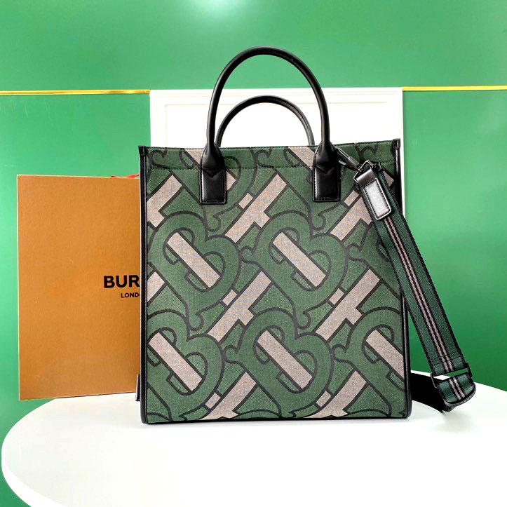 Túi xách Burberry xanh phối chữ quai dù siêu cấp