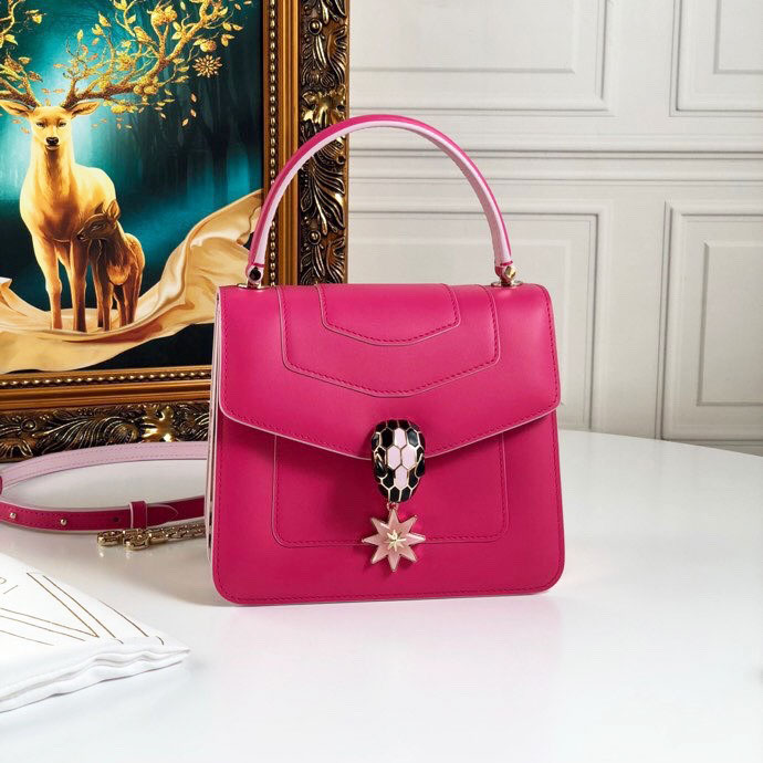 Túi xách Bvlgari hồng đầu rắn đen siêu cấp