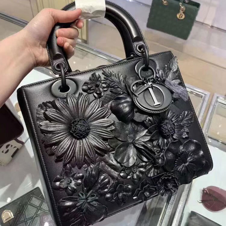 Túi xách hiệu Dior da mịn đính hoa da thật siêu cấp