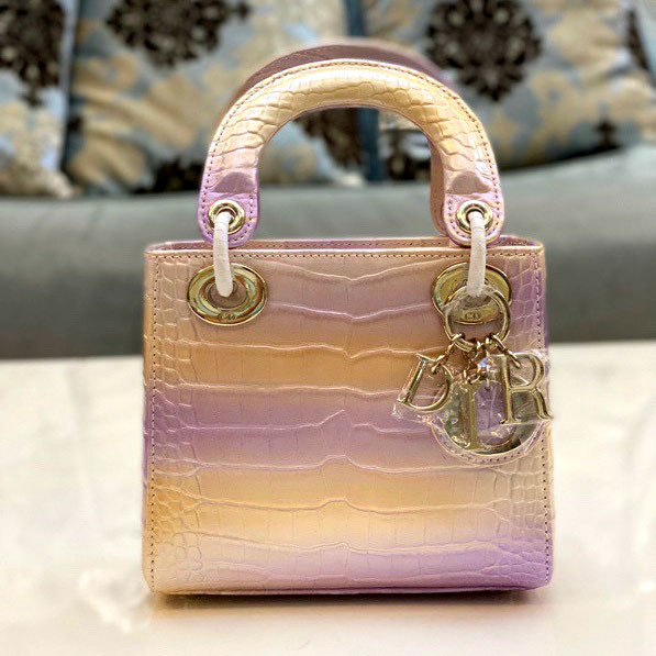 Túi xách Dior lady da cá sấu loang mix màu siêu cấp