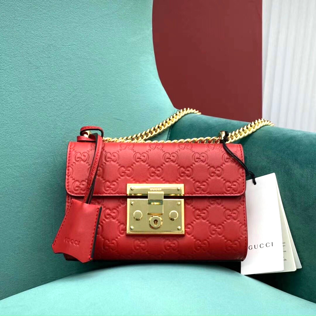 Túi xách cặp Gucci xích pha da sêu cấp