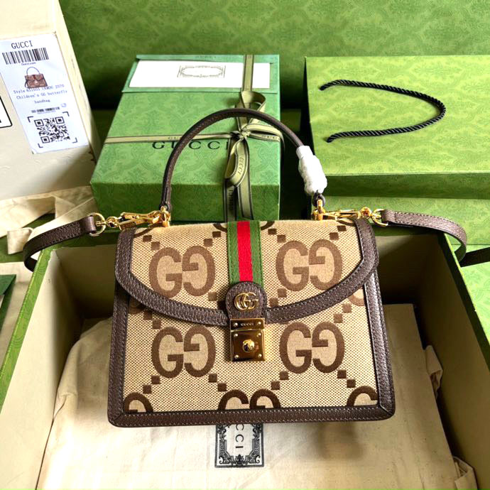Túi xách Gucci viền da nâu sọc vải 2 màu Likeauth