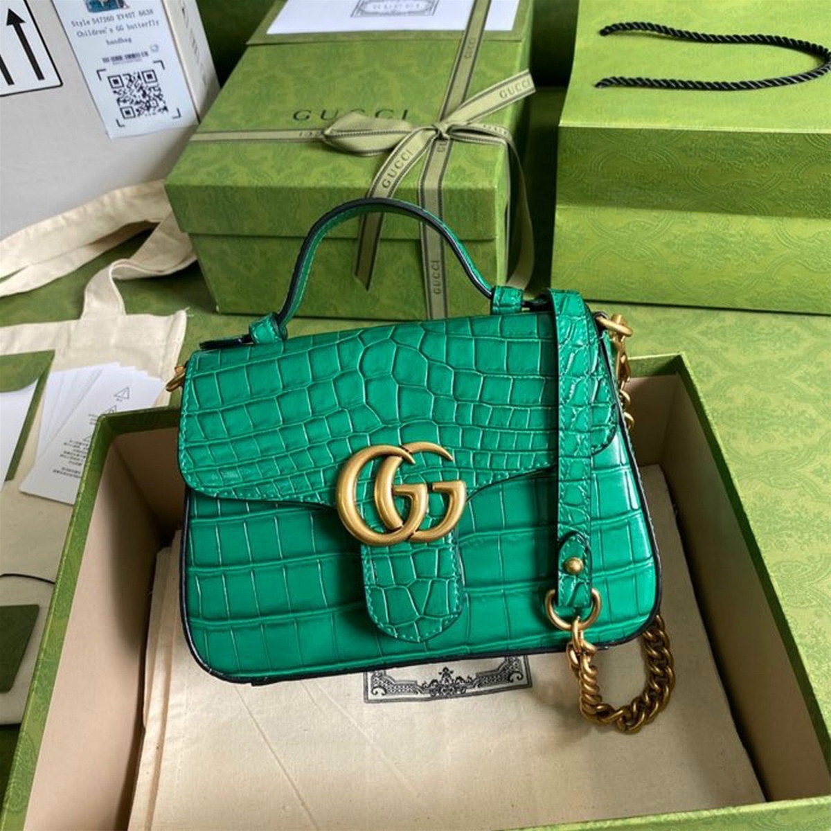 Túi xách Gucci da cá sấu cặp quai xách siêu cấp