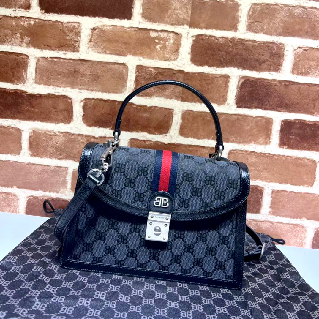 Túi xách Gucci vải sọc đỏ viền da siêu cấp
