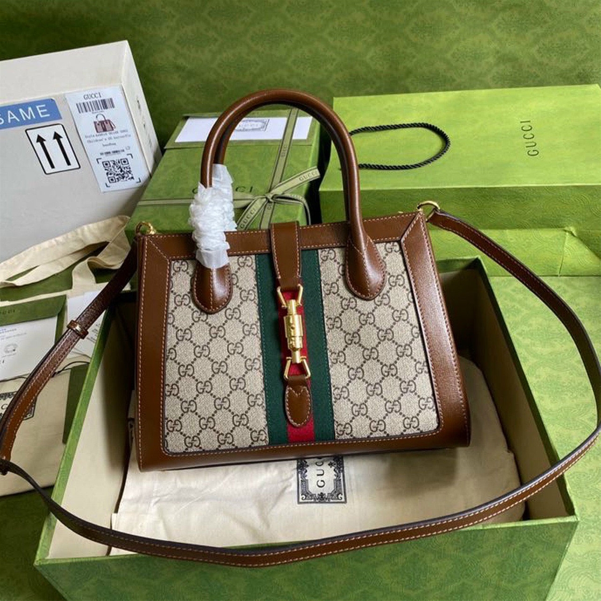 Túi xách Gucci viền quai nâu da thật siêu cấp