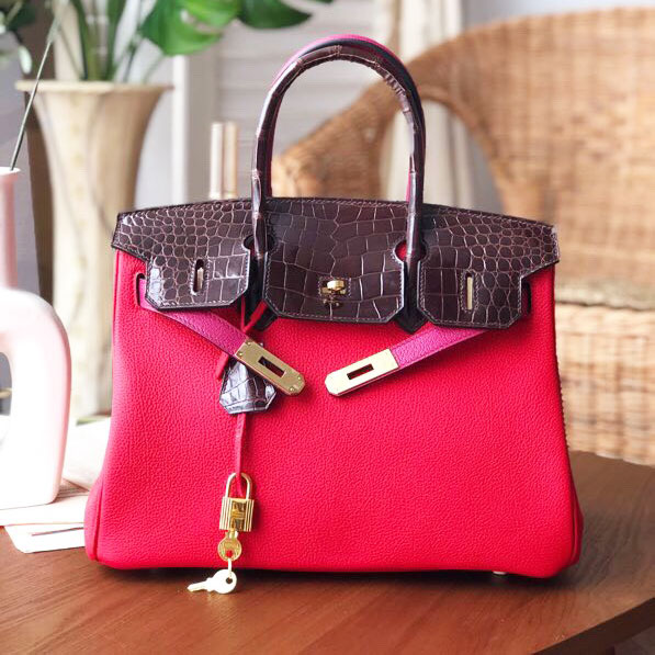 Túi xách Herms Birkin viền da rắn Likeauth 