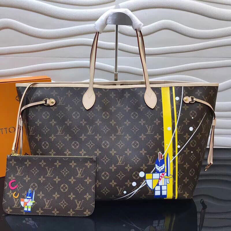 Túi xách Louis Vuitton Neverfull họa tiết sọc vàng siêu cấp