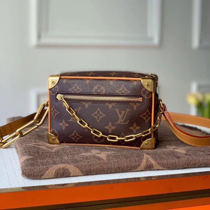 Túi xách hộp hoa nâu Louis Vuitton viền bọc sắt siêu cấp