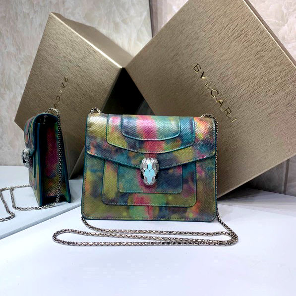 Túi xách Bvlgari màu loang cặp khóa logo đầu rắn likeauth