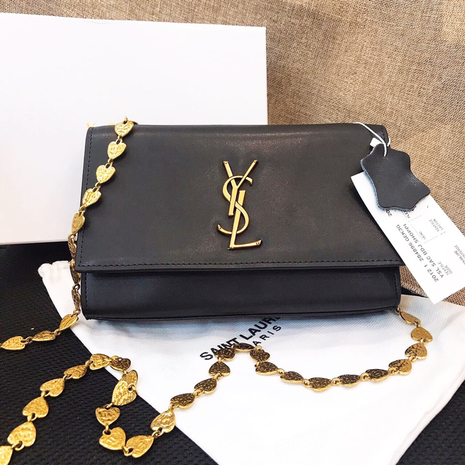 Túi Ysl da mịn dây xích vàng super sz 24cm