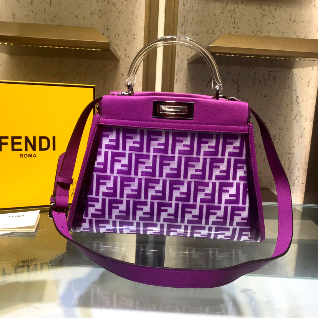 Túi xách Fendi viền tím quai nhựa siêu cấp