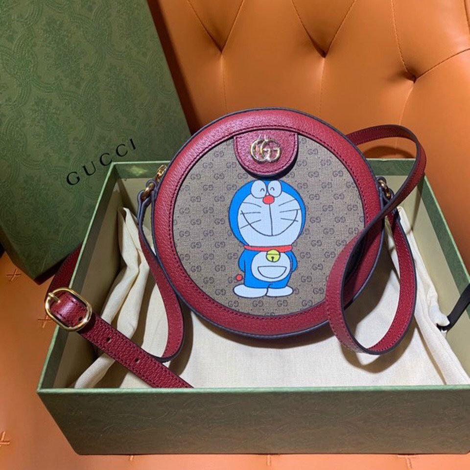 Túi trống Gucci phối họa tiết viền đỏ siêu cấp
