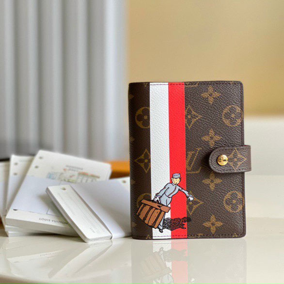 Ví cúc bấm sọc đen trắng hoa nâu hiệu Louis Vuitton siêu cấp
