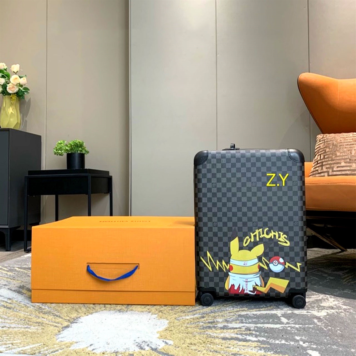 Vali hiệu Louis Vuittion ô xanh xách tay siêu cấp 