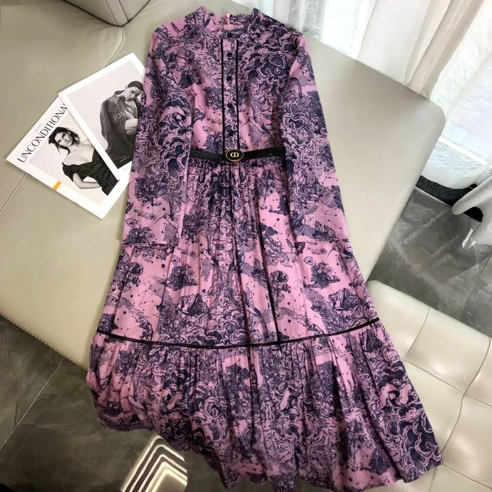 Váy hiệu Maxi họa tiết tay dài hiệu Dior 