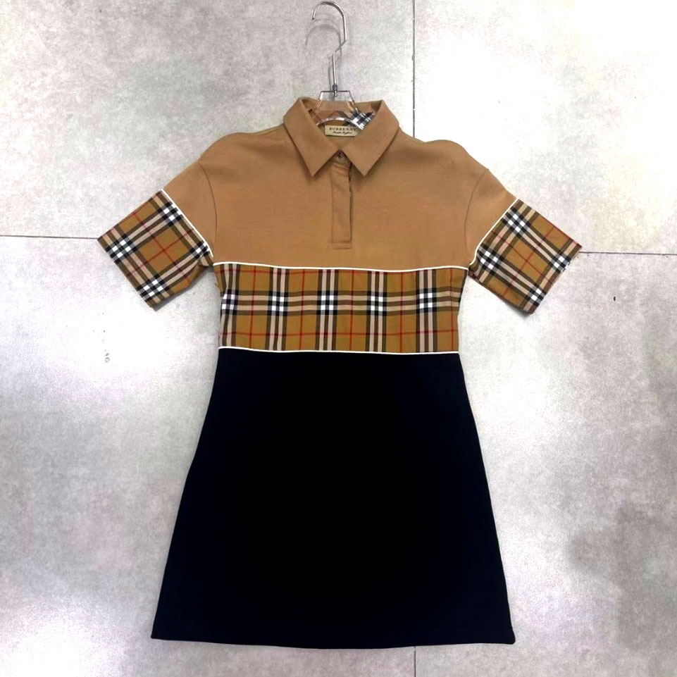 Váy liền thân phối màu Burberry cao cấp