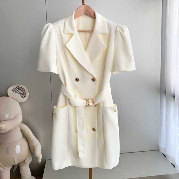 Váy hiệu kèm belt logo hiệu Balenciaga tay bồng cao cấp