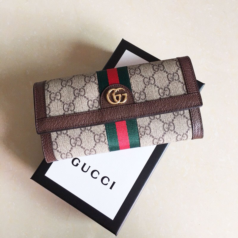 Ví gập Gucci logo khoá đồng cao cấp