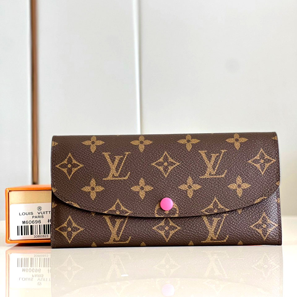 Ví bấm cúc hoa nâu Louis Vuitton siêu cấp