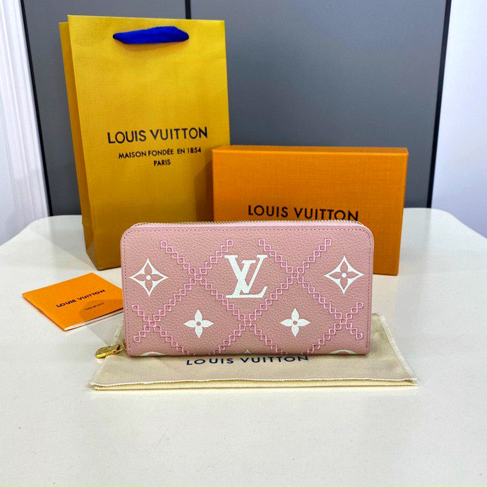Ví nữ kéo khóa hiệu LV da sần siêu cấp