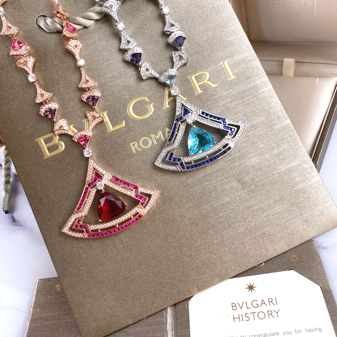 Vòng đeo cổ hiệu Bvlgari nạm đá đủ màu cao cấp