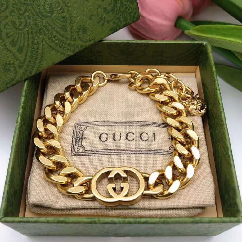 Vòng tay xích Gucci vàng gold super