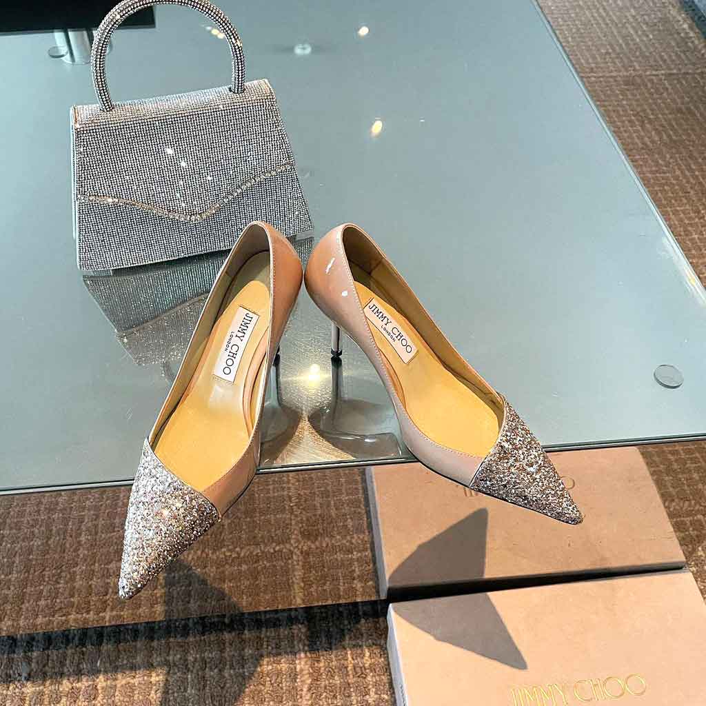 Giầy cao gót đính nhũ Jimmy Choo siêu cấp