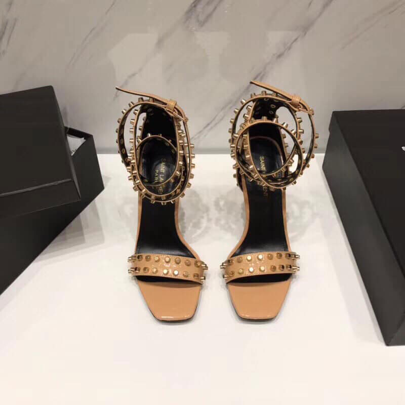 Sandal nữ da thật hiệu Saint Laurent siêu cấp gắn đính