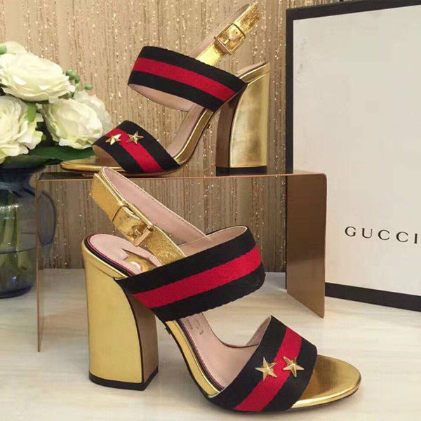 Giầy cao cấp Gucci gót vàng