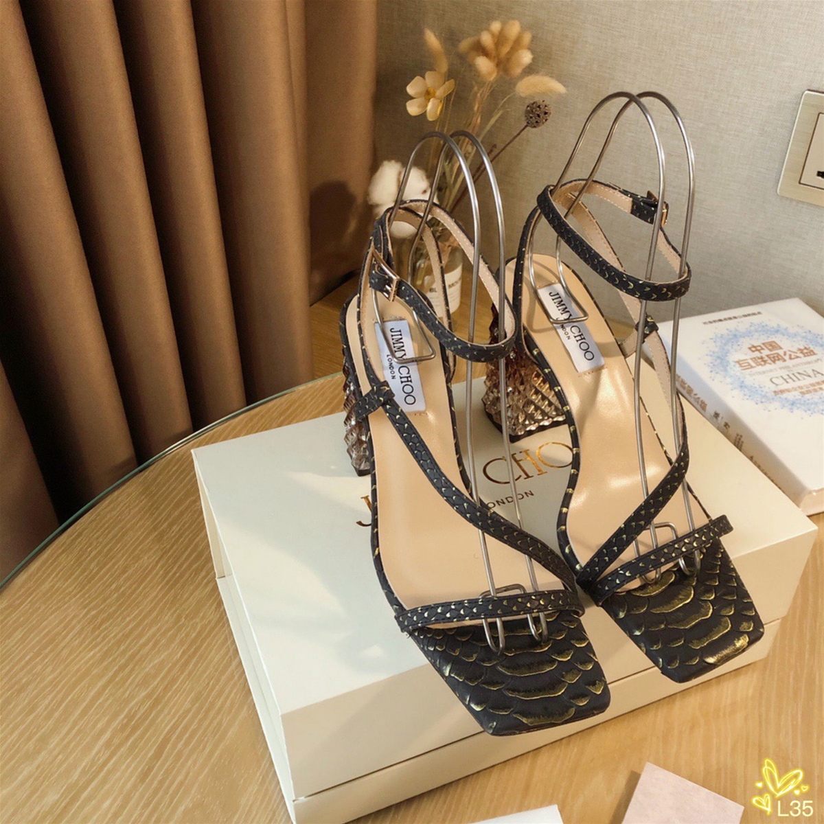Sandal Jimmy Choo da rắn siêu cấp