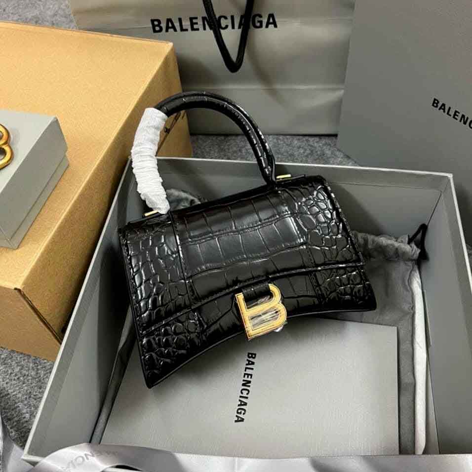 Túi xách Tay da cá sấu Balenciaga siêu cấp khóa vàng