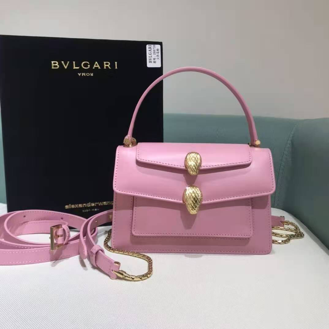 Túi xách Bvlgari đầu rắn hồng ánh sen siêu cấp